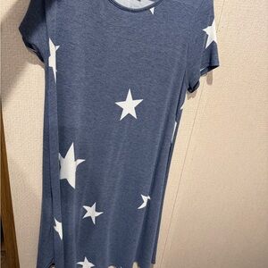 Blue Star Print Midi Dress